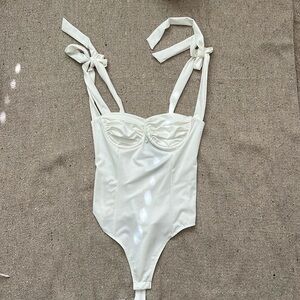 White Bodysuit with Bow Ties